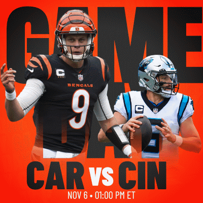 A Poster For A Game Between The Bengals And The Carolina Panthers GIF