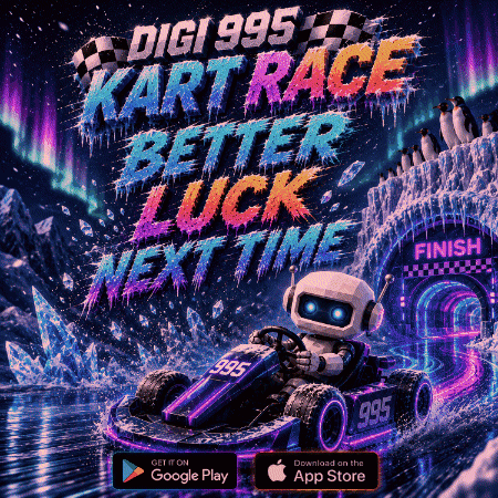 A Poster For A Game Called Digi 995 Kart Race GIF