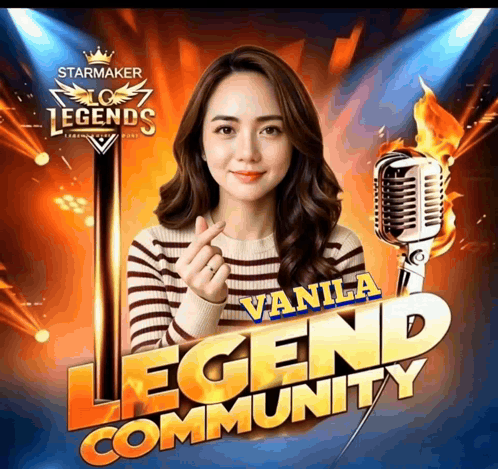A Poster For A Game Called Legends With A Woman Holding A Microphone GIF