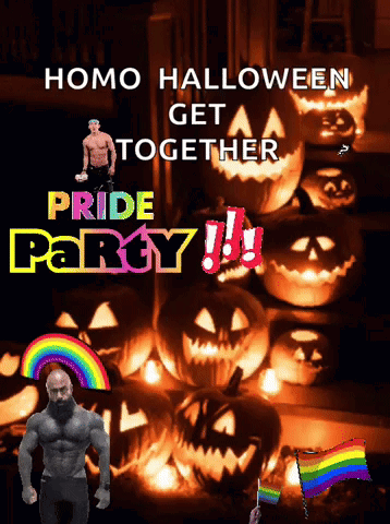 A Poster For A Homo Halloween Pride Party GIF