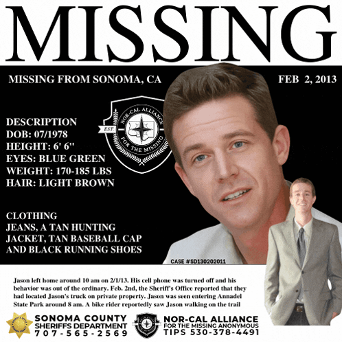 A Poster For A Man Missing From Sonoma County GIF