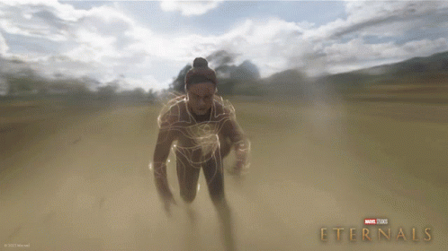 A Poster For A Movie Called Eternal Shows A Woman Running In The Desert GIF