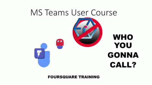 A Poster For A Ms Teams User Course With A Pac Man Icon GIF