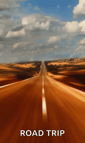 A Poster For A Road Trip Shows An Empty Road GIF