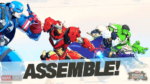 A Poster For A Video Game Called Assemble GIF