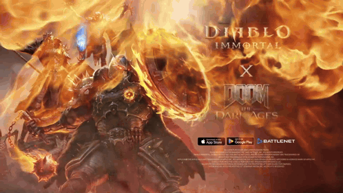 a poster for a video game called diablo immortal x doom of damages