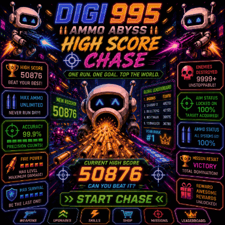 A Poster For A Video Game Called Digi 995 High Score Chase GIF