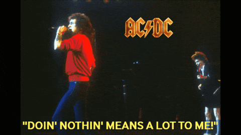 A Poster For Ac Dc Shows A Man Singing And A Man Playing A Guitar GIF