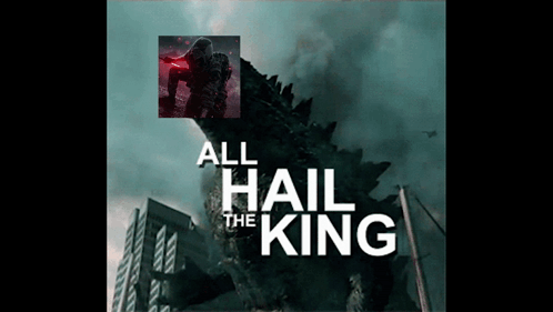 A Poster For All Hail The King With A Picture Of A Monster GIF