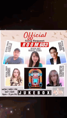 A Poster For An Official Song Request In Room 703 Jukebox GIF