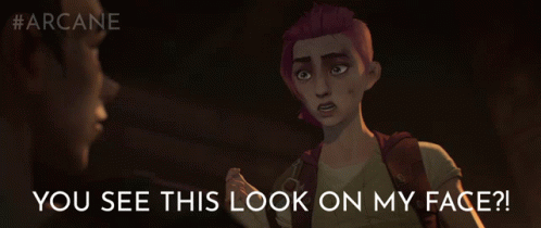 A Poster For Arcane Shows A Girl With Red Hair GIF