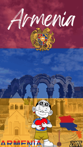 A Poster For Armenia Shows A Boy Holding A Heart In His Hands GIF