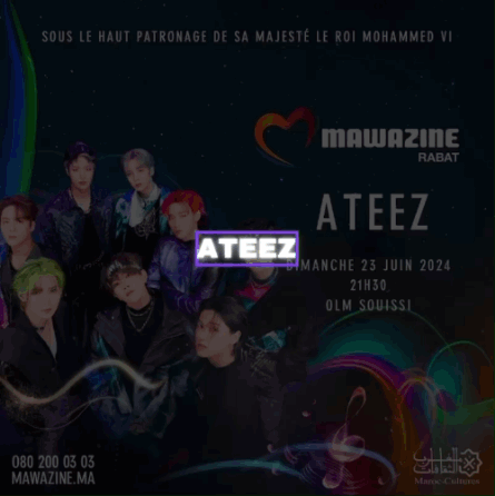 a poster for ateez paved the way for kpop in morocco on june 23
