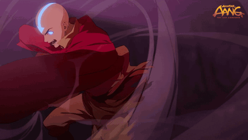 A Poster For Avatar The Last Airbender Shows A Bald Man With Blue Eyes GIF