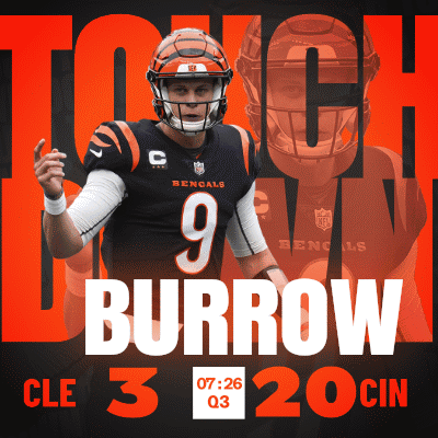 A Poster For Bengals Quarterback Burrow With The Time Of 7:26 GIF
