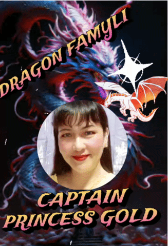 A Poster For Captain Princess Gold Shows A Woman In A Circle With A Dragon In The Background GIF