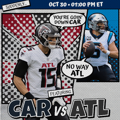 A Poster For Car Vs Atl Shows Two Football Players GIF