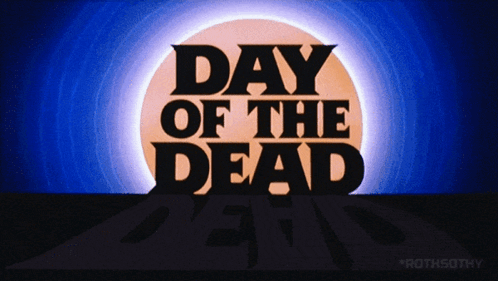 A Poster For Day Of The Dead With A Full Moon Behind It GIF