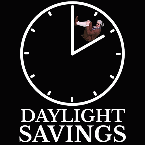 A Poster For Daylight Savings With A Clock GIF