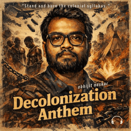A Poster For Decolonization Anthem Features A Man With Glasses GIF