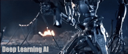 A Poster For Deep Learning Ai With A Robot In The Background GIF