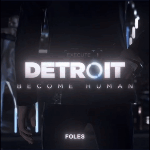 a poster for detroit become human shows a man behind a screen