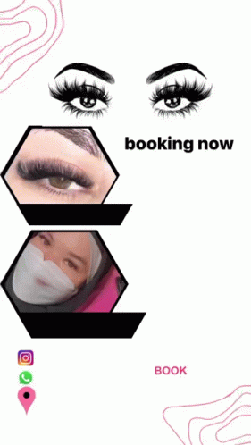 A Poster For Eyelash Extensions With A Woman Wearing A Face Mask GIF