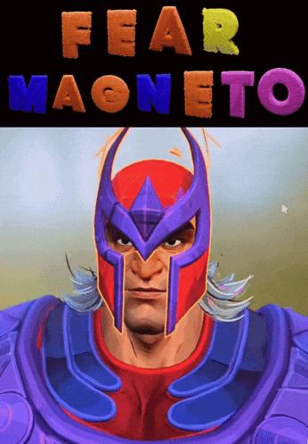 A Poster For Fear Magneto With A Cartoon Character On It GIF