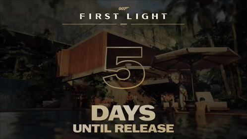 A Poster For First Light Shows A House With A Pool GIF