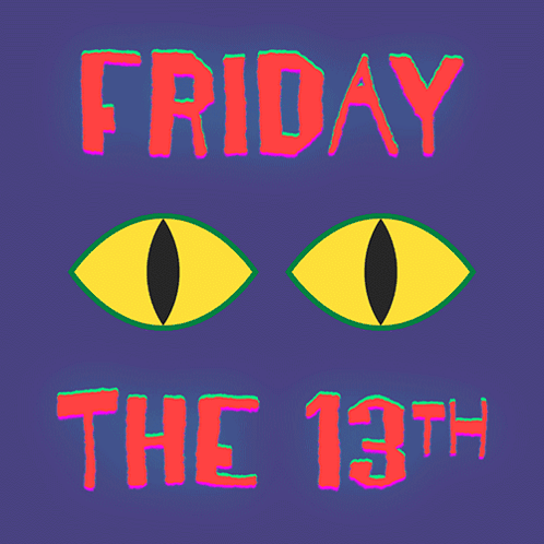 A Poster For Friday The 13Th With Yellow Eyes GIF