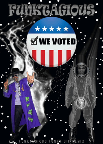 A Poster For Funktacious Funky Gif Remix With A Man In A Space Suit GIF