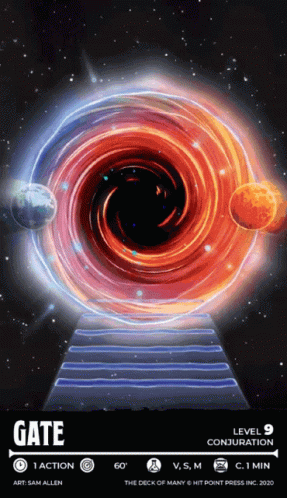 A Poster For Gate Level 9 Conjuration Shows A Black Hole GIF