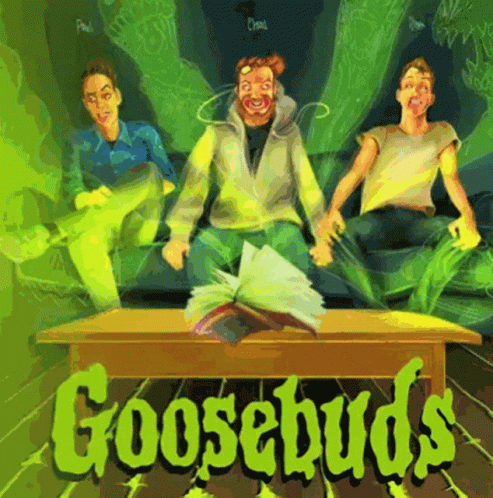 A Poster For Goosebumps Shows A Group Of Men Sitting Around A Table GIF