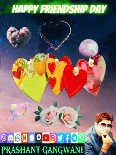 A Poster For Happy Friendship Day With Hearts And Roses GIF