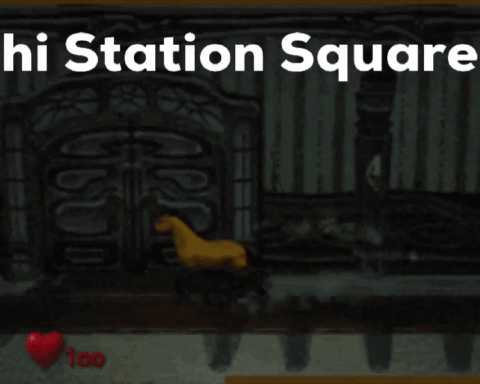 A Poster For Hi Station Square With A Horse GIF