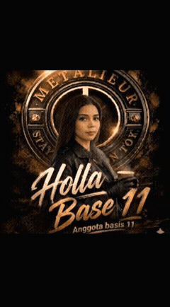 A Poster For Holla Base 11 Shows A Woman In A Leather Jacket GIF