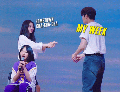 A Poster For Hometown Cha-Cha-Cha Shows A Man And A Woman GIF