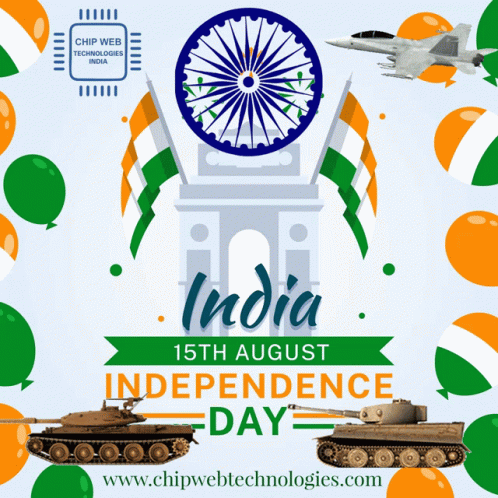 A Poster For India Independence Day Shows A Tank And A Fighter Jet GIF