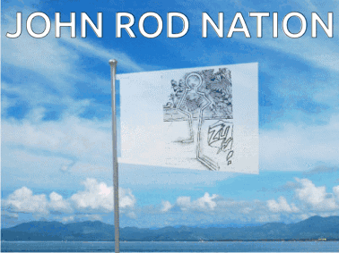A Poster For John Rod Nation With A Drawing Of A Man GIF