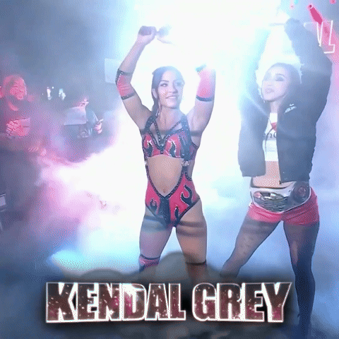 a poster for kendal grey shows a couple of women