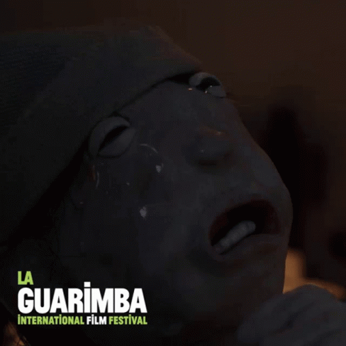 A Poster For La Guarimba International Film Festival With A Person 'S Face On It GIF
