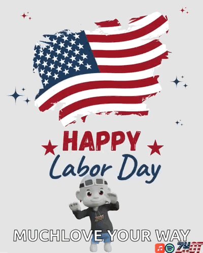 a poster for labor day with an american flag and a monkey