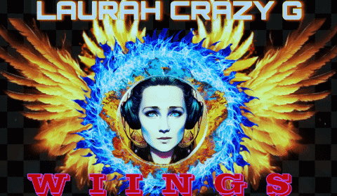 A Poster For Laurah Crazy G Shows A Woman In Headphones GIF