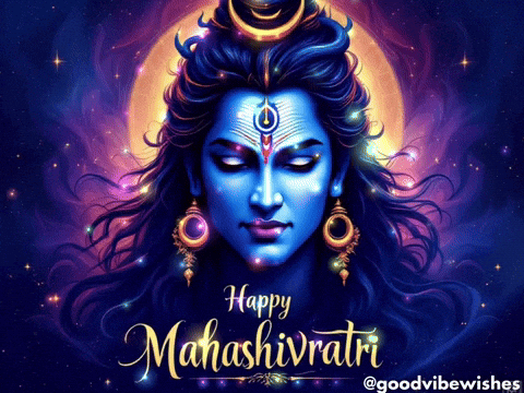 A Poster For Mahashivaratri With A Picture Of Shiva On It GIF