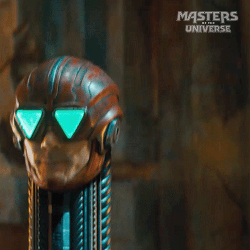 A Poster For Masters Of The Universe Shows A Robot Wearing Sunglasses GIF