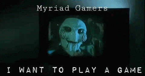 A Poster For Myriad Gamers With A Picture Of A Puppet GIF