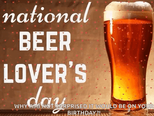 A Poster For National Beer Lover 'S Day With A Glass Of Beer On A Wooden Table GIF