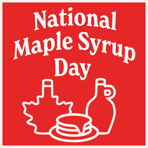 a poster for national maple syrup day with a maple leaf and syrup