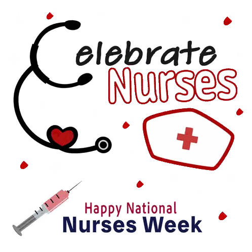 a poster for national nurses week with a stethoscope and nurse cap