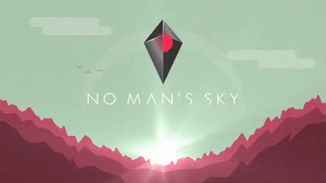 A Poster For No Man 'S Sky Shows A Landscape Of Mountains GIF